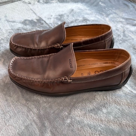 Ecco brown leather loafers men’s size 43 US size 9 / 9.5 - Picture 2 of 9